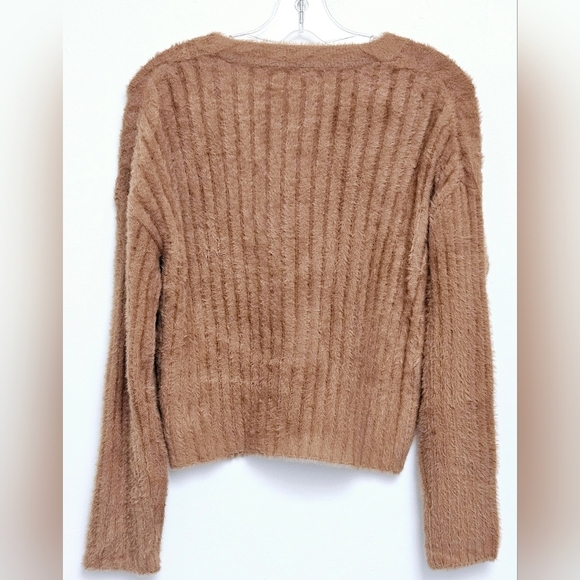 Babaton Aritzia Ulman Small Boxy Boho Caramel Ribbed Pullover Staple Sweater - Picture 3 of 8